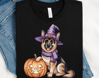 Halloween hundskjorta, schäfer Halloweenskjorta, hundmamma Halloween, hundälskareskjorta, husdjursälskare Halloween, pumpahundskjorta