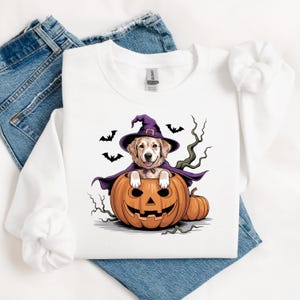 Halloween Dog Sweatshirt, Golden Retriever Halloween Sweatshirt, Dog Lover Shirt, Pet Lover Halloween, Pumpkin Dog Shirt
