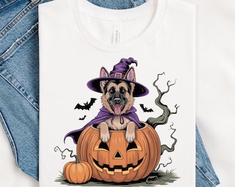 Halloween hundskjorta, schäfer Halloweenskjorta, hundmamma Halloween, hundälskareskjorta, husdjursälskare Halloween, pumpahundskjorta