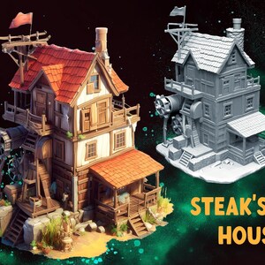 Steak&#39;s House | Iridium Places II Collection | 28mm multi-level interior playable tabletop terrain