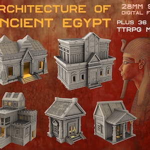 Architecture de l'Égypte ancienne (fichiers STL) + cartes TTRPG (JPG) | Terrain imprimable en 3D