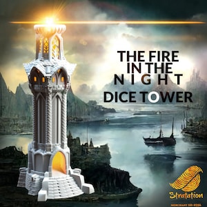 Torre de dados de fogo na noite | Torre de Dados do Farol