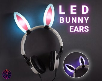 RGB LED Bunny Ears for Headphones | LED Bunny Ears for Headband