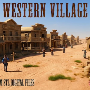 Western Village | Vilda västern-arkitektur | 3D-utskrivbara filer | FDM 3D-utskrift | STL-filer