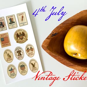 Stickers vintage du 4 juillet | Charm patriotique antique | Stickers patriotiques premium | Stickers fête de l'indépendance