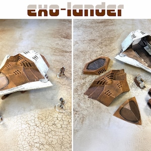 Terreno de Exo-Lander / Lugar de impacto de Exo-Lander / Terreno de 28-32 mm / Nave espacial impresa en 3D / Ill Gotten Games