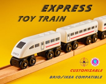Tren de juguete expreso / A partir de 14 años / Impreso en 3D / Regalos de fiesta / Juegos de trenes BRIO / Juego de vías IKEA / Thomas de madera / Personalizable