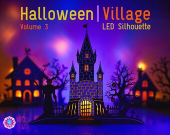 Halloween Village | Volume 3 | Halloween Silhouette  | Halloween Flat Houses | Halloween Lights | RGB or Warm White