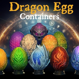 Contenedores de huevos de dragón / Volumen 1 / Impresos en 3D / Sin pintar