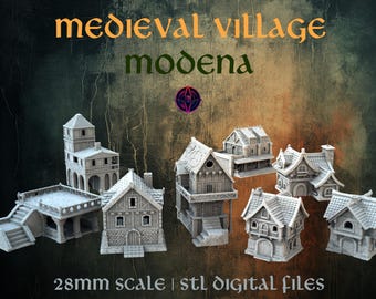 Medieval Village - Modena (STL files) | 3D Printable 28mm Terrain | Scalable | Digital Files