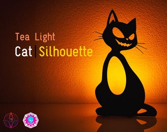 Cat Tea Light Silhouette | 3D Printed
