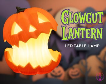 Glowgut Lantern | Pumpkin Table Lamp | Gourd Lamp | LED Light | 3D Printed Halloween Lamp