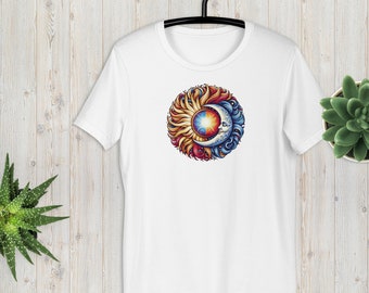 Sun & moon - T-shirt, Stylish Cotton T-Shirt, Casual Wear Top, Unique Design Unisex Shirt, Fashionable Apparel for All