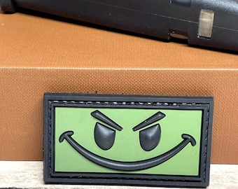 Tactical PVC Patch - Evil Smiley Face Patch -  Funny Happy Face Smile Patch