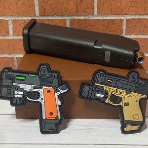 Glock 1911 PVC Gun Patch 2PC Set - Tactical Morale Military Pistol Patch Set - Handgun Hook Backed