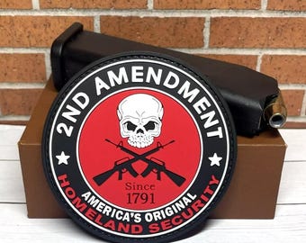 PVC Tactical Patch - Tactical Morale 2nd Amendment Patch - Assault Rifle AK47 Skull Patch