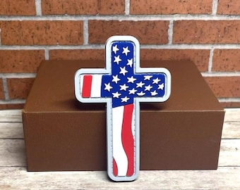 PVC Tactical Morale Patch - In God We Trust Cross Patch - USA Flag Patch - Religious Patch