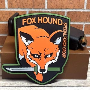 Tactical PVC Foxhound Patch, Metal Gear Solid Patch, Morale Gun Fox Hound Patch Hook Backed