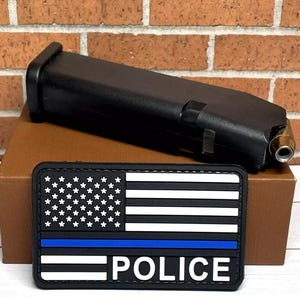 United States Police PVC Patch - Tactical Morale Police Thin Blue Line Patch - Hook Backed