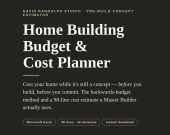 Home Building Budget Spreadsheet Excel  | New Construction Cost Estimator | Custom Home  Calculator & Contractor Template