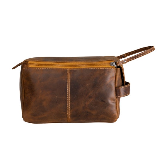 Leather Travel Wash Bag Calgary Camel Etsy