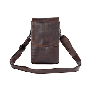 Sac à bandoulière en cuir marron lierre