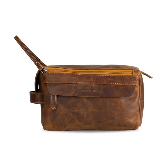 Leather Travel Wash Bag Calgary Camel Etsy