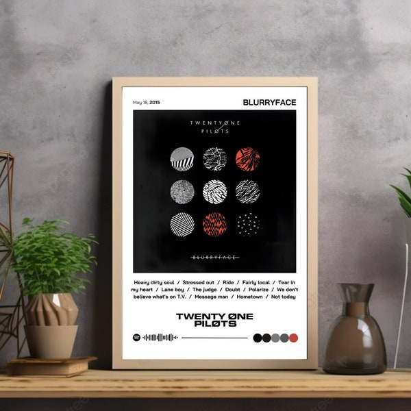 Twenty One Pilots, Blurryface Album Poster, Digital Print, Pop Punk Wall Art.