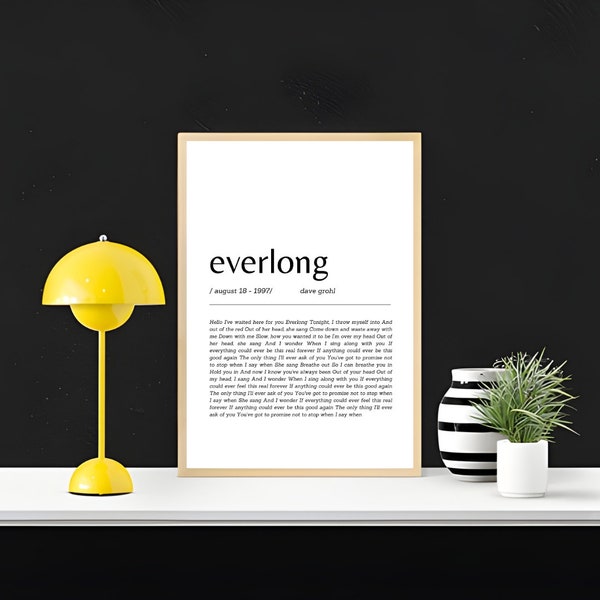Everlong, Song Lyrics Poster, Digital Print, Custom Made Song Lyrics, Music Poster, Personalized Wall Art.