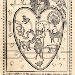 RARE! Circa 1870 Heart of Man Either a Temple of God Habitation of Satan Devil Digital Download