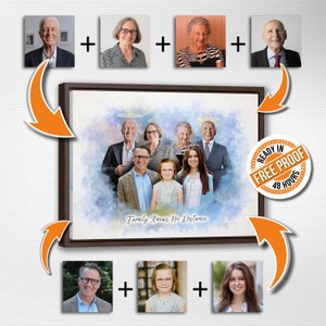 Ritratto di famiglia personalizzato da diverse foto su tela, combina foto, unisci foto, aggiungi persona alla foto, regalo per genitori, regalo per papà e mamma