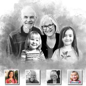 Stampa su tela personalizzata con famiglia - Ritratto di famiglia personalizzato - Decorazione per la casa Gallery Wrap - Regalo unico per i propri cari e per la festa della mamma