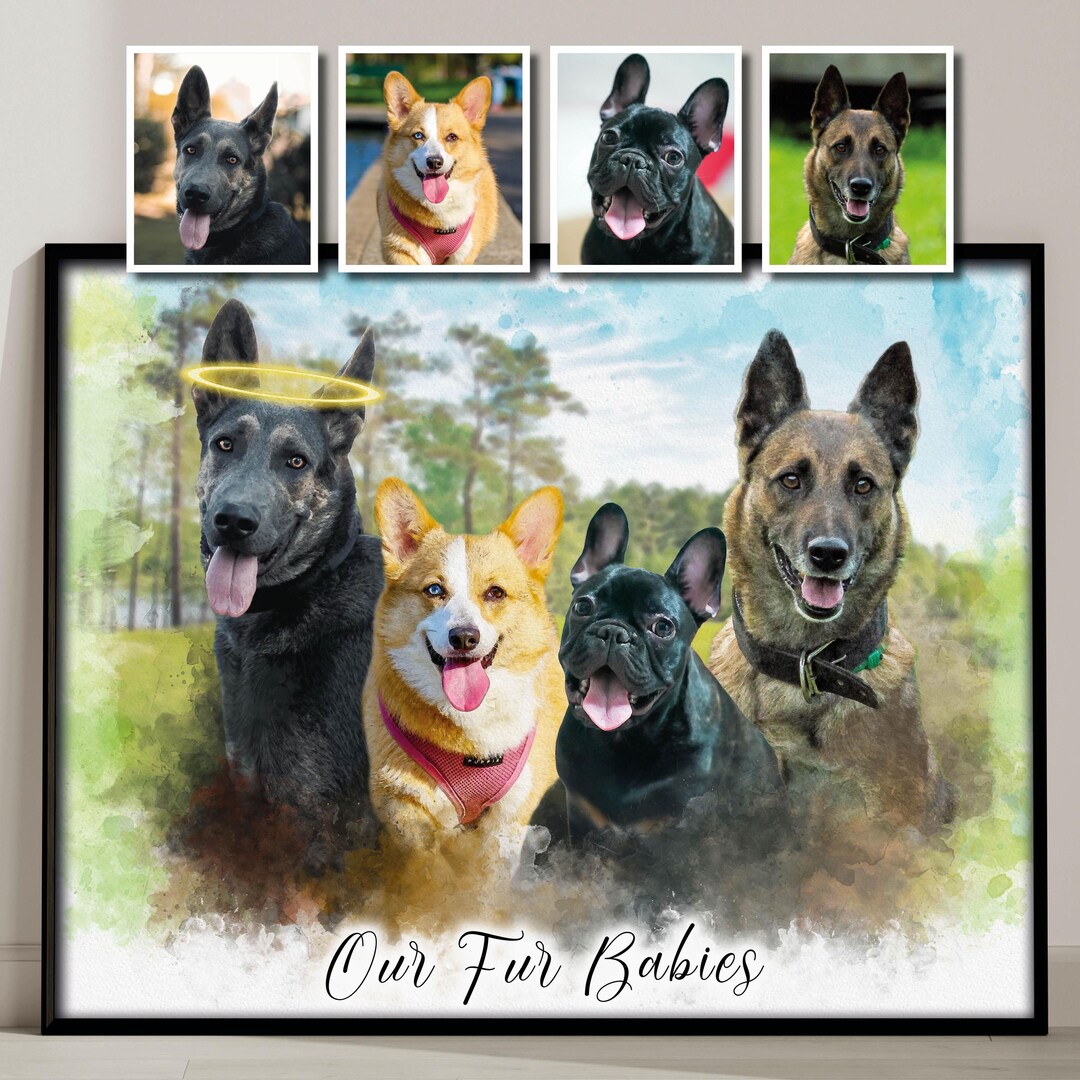 Custom Watercolor Pet Portrait Memorial Dog Cat Painting From Photo - Etsy
