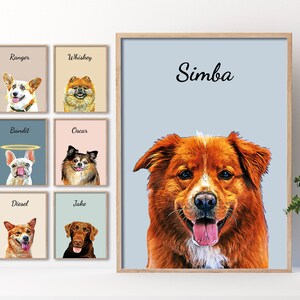 Unique Custom Cartoon Pet Portrait - Create a Lasting Memorial - Dog Portraits from Your Photos, Personalized Memorial Dog Painting Gift