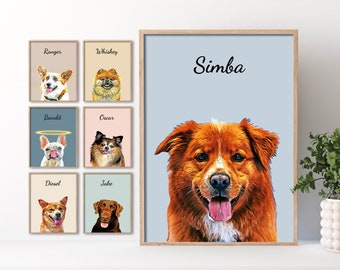 Benutzerdefiniertes Cartoon-Haustierportrait – personalisiertes Erinnerungsgeschenk – Hundeportraits aus Fotos