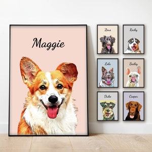 Custom Cartoon Dog Portrait from Photo - Personalized Digital Art - Custom Vector Dog Painting on Canvas
