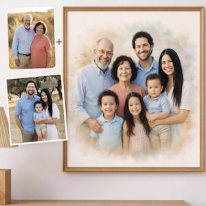 Combinazione di foto, Riunisci i tuoi cari in un ritratto anche se non si sono mai incontrati, Ritratto di famiglia personalizzato da foto, Pittura personalizzata