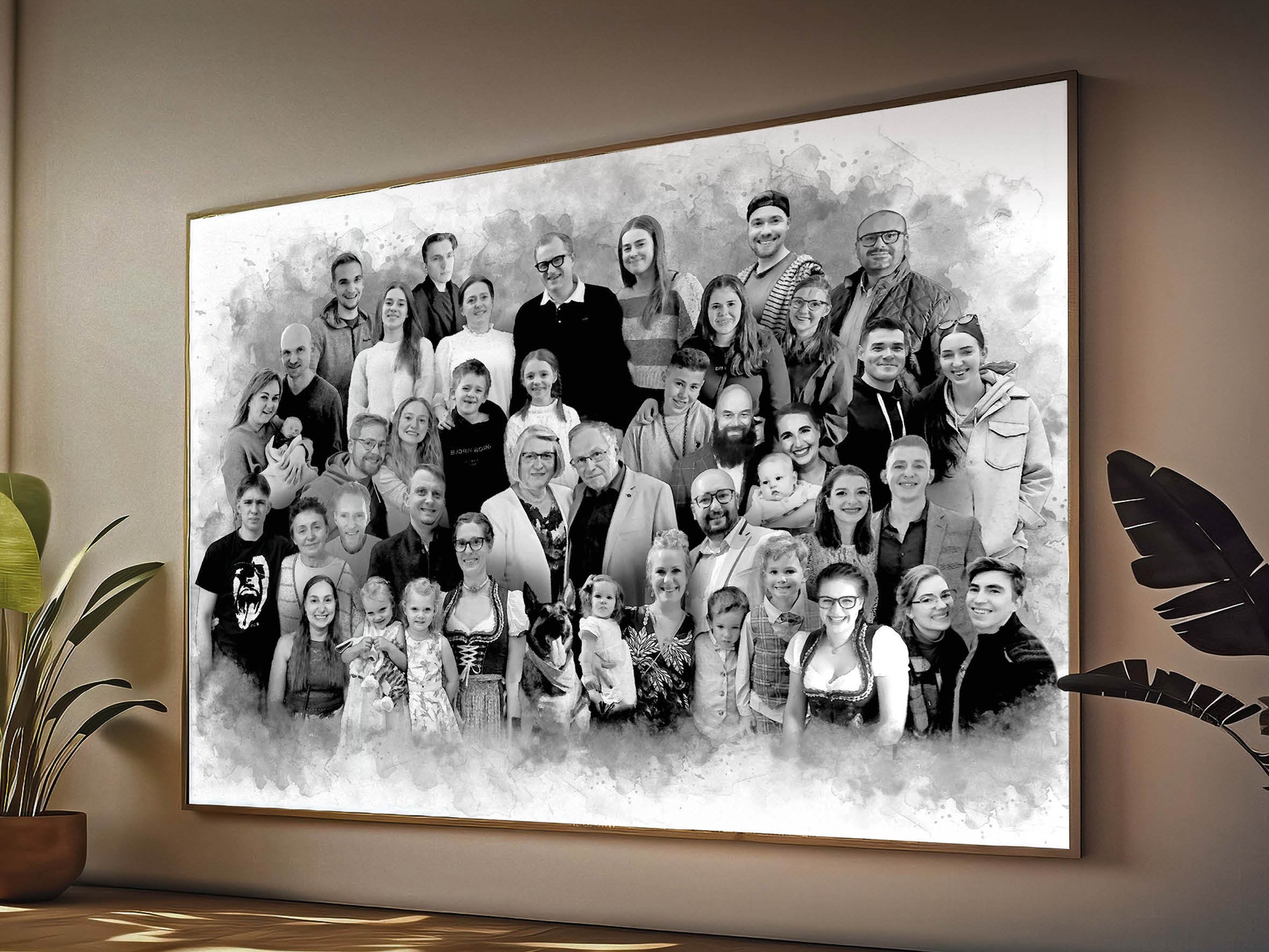 Custom Family Portrait Canvas: Photo Merge, Reunion Gift
