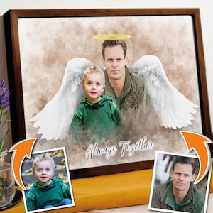 Ritratto commemorativo personalizzato per la festa del papà, dipinto personalizzato su tela per la famiglia in lutto, in ricordo della perdita del papà, regalo per figlio e figlia.
