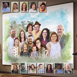 Arte commemorativa personalizzata, tributo familiare personalizzato, aggiungi la persona cara alla foto, ricordo sentimentale per la festa del papà e della mamma, unisci foto