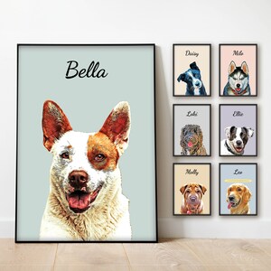 Custom Cartoon Dog Portrait from Photo, Personalized Digital Dog Portrait, Custom Vector Dog Painting on Canvas, Custom Pet Art, Pet Drawing