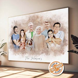 Ritratto personalizzato della persona amata da foto, regalo commemorativo per mamma e papà, dipinto di famiglia personalizzabile da foto, ritratto di famiglia personalizzato