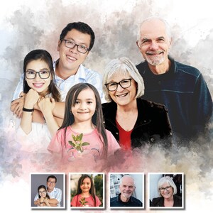 Custom Watercolor Family Portrait From Photo: Memorial Gift