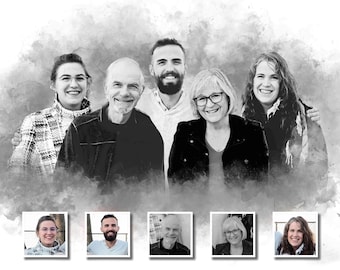 Custom Memorial Collage for Loss of Mom or Dad, Personalized Remembrance Artwork with Grandchildren, Unique Family Gift for Grandma Grandpa