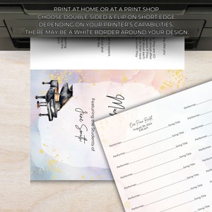 Piano Recital Program Template, Rainbow Watercolor, Music Teacher Resource, For Performance or Event, Double Sided Folding Card, Canva Digital Download NT02