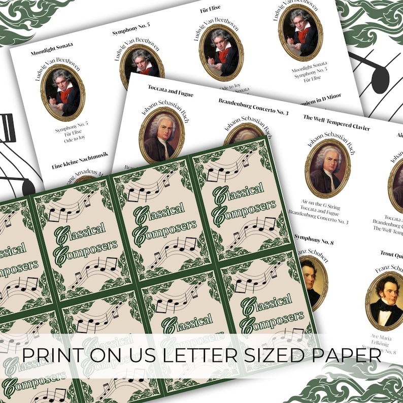 Classical Composers Matching Game, 56 Cards, Printable PDF for Music ...