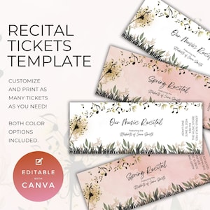 Recital Ticket Vorlage für Klavier & Musik Darbietung, Eintrag für besondere Veranstaltungen, Show-Eintritt, Admit One, PDF bearbeitbar in Canva, Neutral Pentagramme