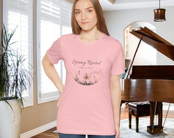 Camiseta personalizada com estampa de dente-de-leão para recital de música, camiseta para evento de piano na primavera/verão, blusa unissex em malha, uniforme para apresentações musicais, personalizada NT03