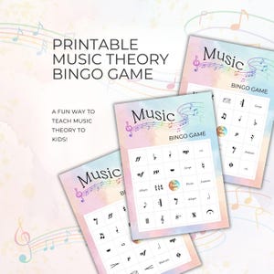 Music Bingo 50 Cards, Game for Classroom & Group Lessons, Fun Activity for All Ages, Printable Instant Download, Musical Theory and Symbols