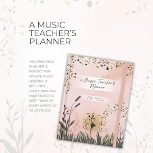 Planificador para profesores de piano, recurso imprimible para la organización de clases de música, información del alumno, hojas de progreso, registro de seguimiento de tareas y práctica NT03